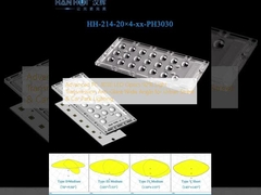 Gelişmiş PC 3030 LED Optikler 92% Işık Transmisiyonu Şehir Caddesi ve Otopark Işıklandırması için Parlaklık Karşıtı Geniş Köş