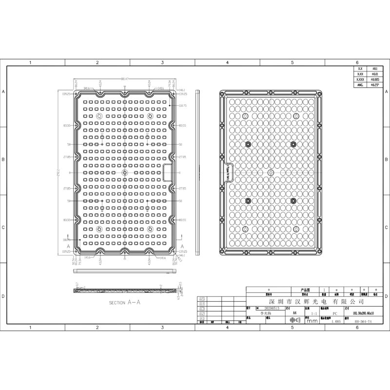 Optical Grade PC LED Street Light Lens 292.2x181.47mm 92% Transmittance